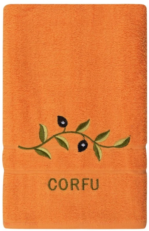 Πετσέτα Σώματος ( 70cm x 140cm ) Πορτοκαλί με κλαδί ΚΕΡΚΥΡΑ Silk Fashion