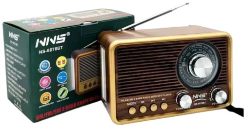 Επαναφορτιζόμενο ραδιόφωνο Retro - NS-6676BT - 566765 - Brown