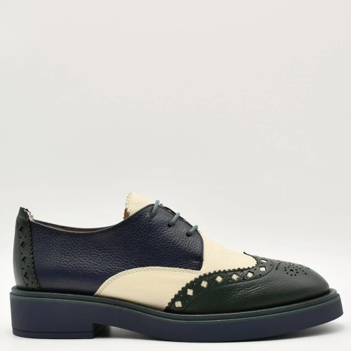 Derbies Παπουτσια Γυναικεία Hispanitas CHI243519 Brooklyn σε δέρμα μπλε μπεζ και πρασινο