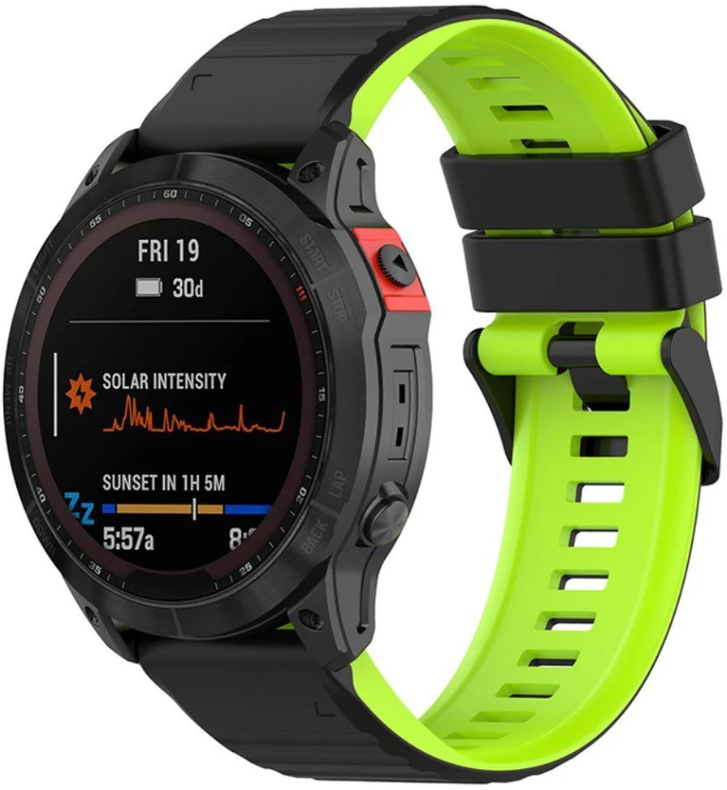 Dual Color Λουράκι για Fenix 5/6/6 Pro/7/8 (47mm)-Black/Lime OEM