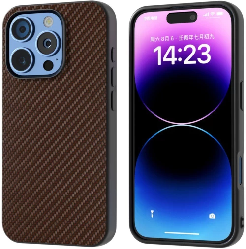 Carbon Texture Θήκη για iPhone 16 Pro Max-Brown ΟΕΜ