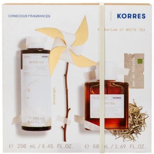 KORRES promo eau de toilette white tea 50ml & αφρόλουτρο white tea 250ml