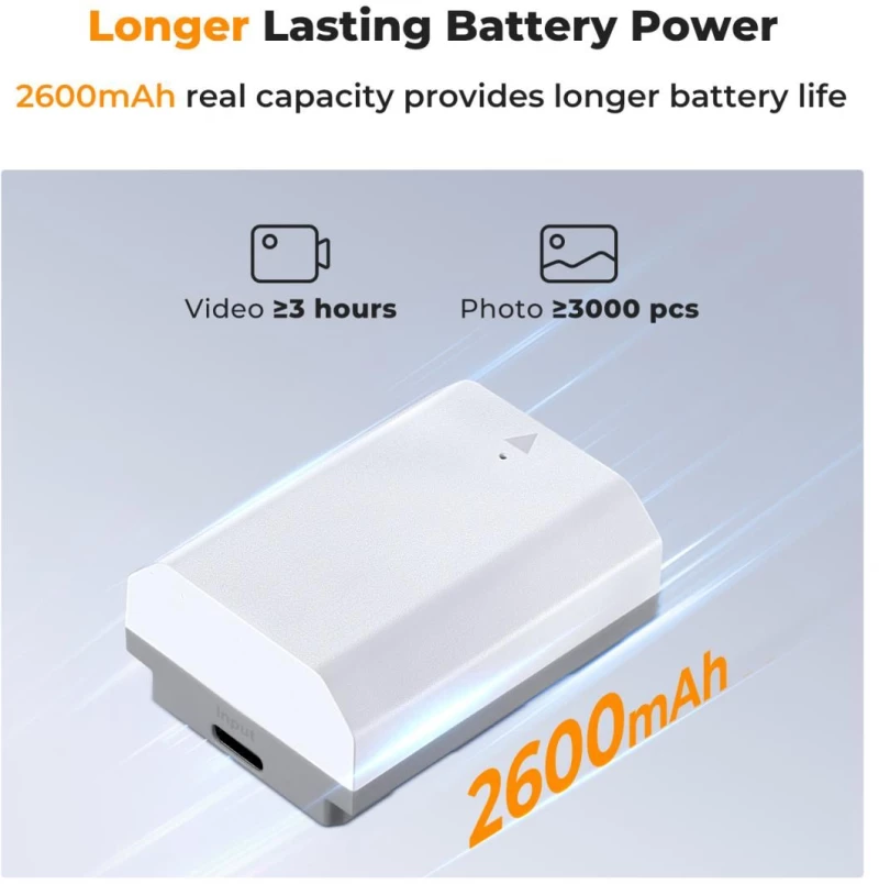 K&F Concept NP-FZ100 2600mAh Battery With Type-C Fast Charging, Compatible with Sony (KF28.0034)