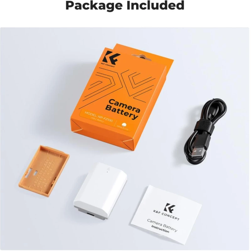 K&F Concept NP-FZ100 2600mAh Battery With Type-C Fast Charging, Compatible with Sony (KF28.0034)
