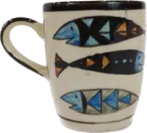 Διακοσμητικά & Επιτραπέζια Πήλινα Ποτήρια-Κούπες - Κούπα Καφέ Ψάρια 10x10cm