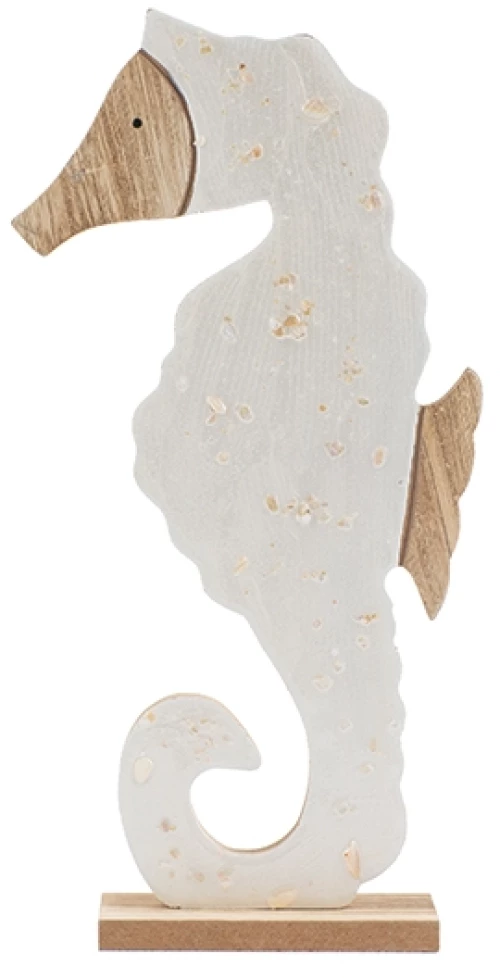 Διακοσμητικό Ιππόκαμπος Ξύλινος Μπέζ 27εκ.