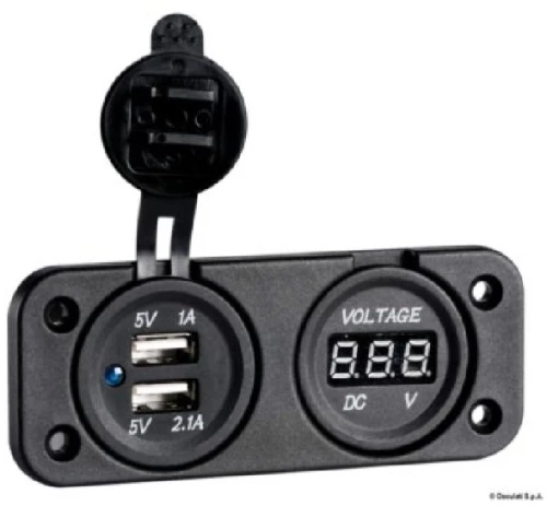 Πρίζα Χωνευτή 2Χ USB-Βολτόμετρο