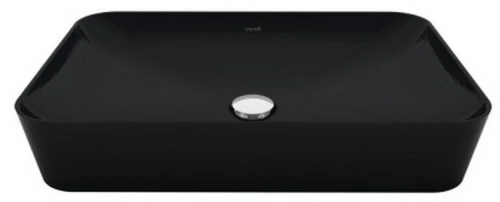 Νιπτήρας Μπάνιου Μαύρος Ματ Πορσελάνης Creavit ULTRA 60x40cm (UL060) Επικαθήμενος χωρίς Υπερχείλιση και χωρίς Οπή για Βρύση