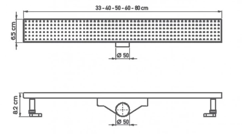 Κανάλι Ντουζiέρας Σιφών Tema Dolu 93765 50cm Ανοξείδωτο Χρωμέ