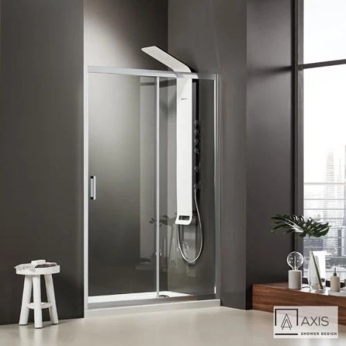 Ευθύγραμμη Καμπίνα Ντουζιέρας Axis Slider 1+1 117-121 x 185cm Clean Glass Chrome