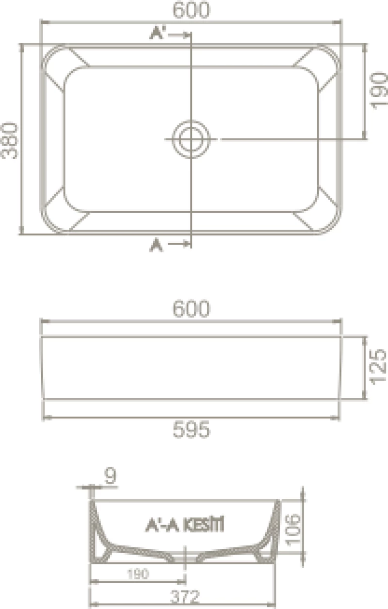 Επικαθήμενος Νιπτήρας Πορσελάνης 60x38cm Cerastyle Hera 078400 Λευκό
