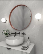 Κρεμαστός Καθρέπτης Iron Circle Slim Φ55 εκ. με Led Bronze (Μπρονζέ)
