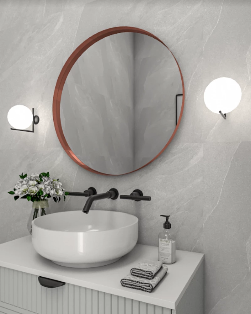 Κρεμαστός Καθρέπτης Iron Circle Slim Φ60 εκ. χωρίς Led Copper (Rame Χαλκού)