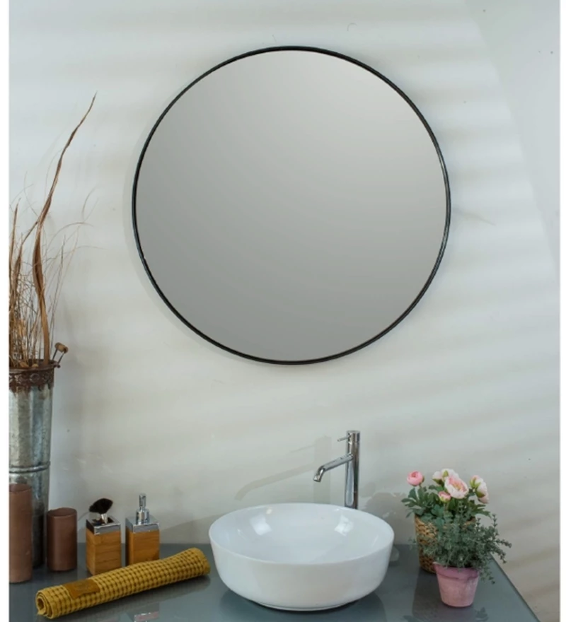 Κρεμαστός Καθρέπτης Iron Circle Slim Φ60 εκ. χωρίς Led Copper (Rame Χαλκού)