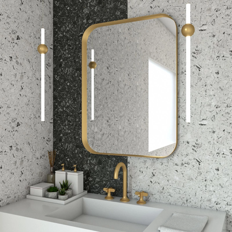 Κρεμαστός Καθρέπτης Iron Curved Angle 60x80 εκ. Ορθογώνιος με Led White (Λευκός)
