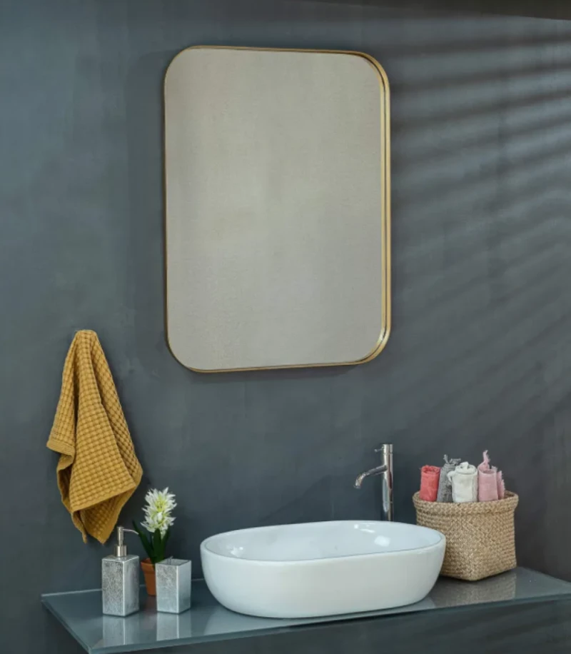 Κρεμαστός Καθρέπτης Iron Curved Angle 60x80 εκ. Ορθογώνιος με Led White (Λευκός)