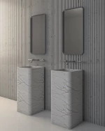 Κρεμαστός Καθρέπτης Iron Curved Wall Slim 42x80 εκ. χωρίς Led Gold Mat (Χρυσό Ματ)