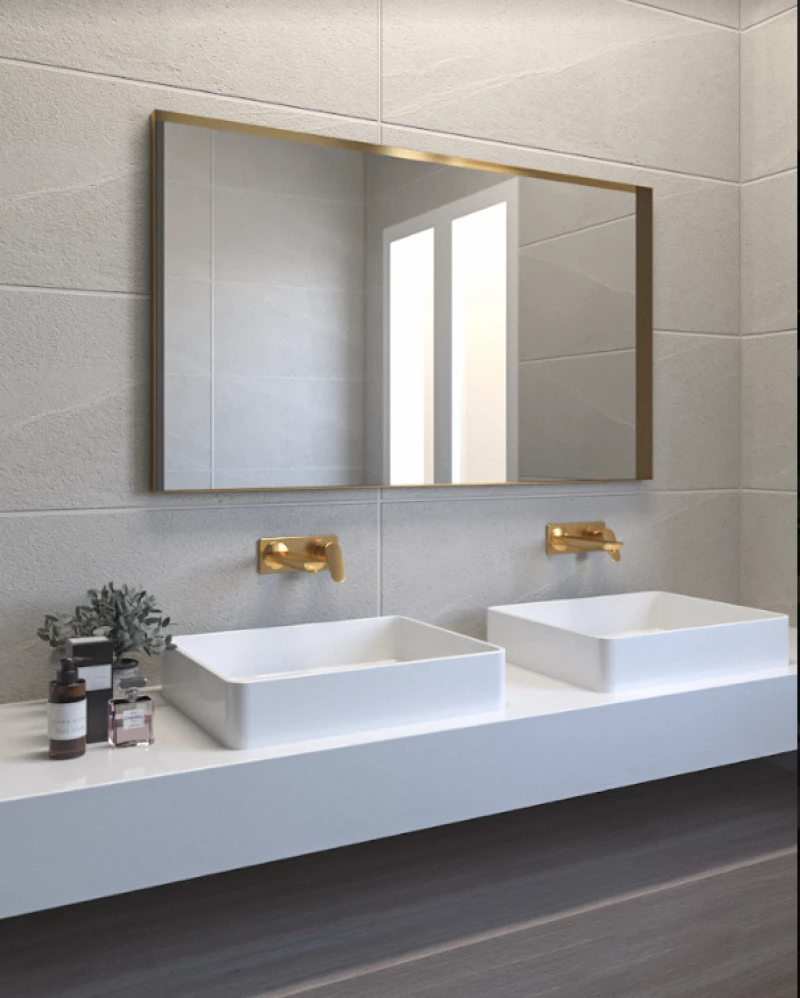 Κρεμαστός Καθρέπτης Iron Square Slim 80x120 εκ. με Led Black (Μαύρος)