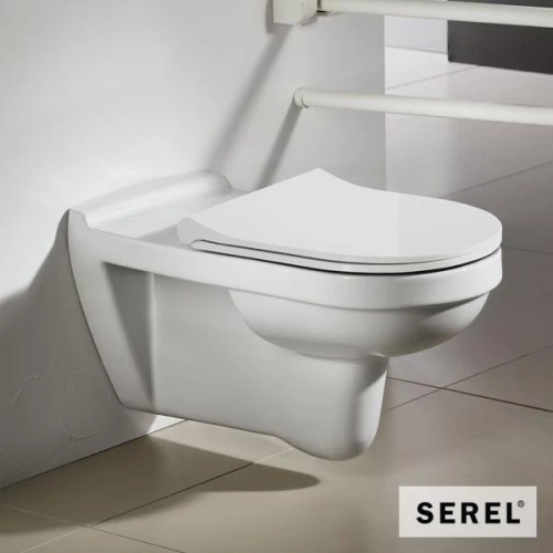 Λεκάνη Κρεμαστή Α.Μ.Ε.Α. Serel Senior Με Κάλυμμα Slim Soft Close 304500SC-300 Λευκή