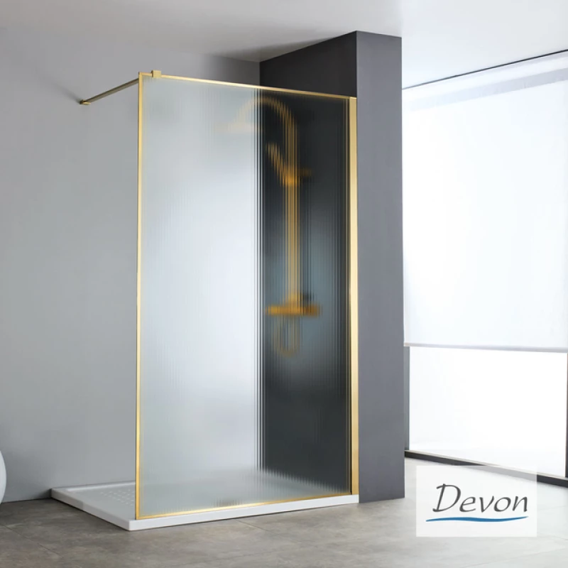 Διαχωριστικό Ντους Devon Iwis Fluted Walk In IW100FC-211 100cm Χ 200cm Gold Brushed