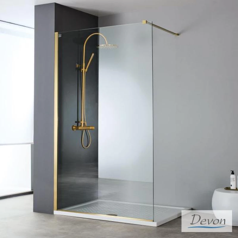 Διαχωριστικό Ντους Devon Iwis Walk In IW110C-211 110cm Χ 200cm Gold Brushed
