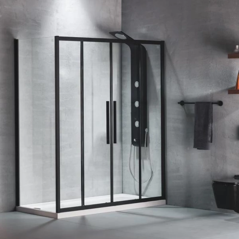 Ευθύγραμμη Καμπίνα Ντουζιέρας Devon Flow Slider 171-174x195cm Clear Glass SL2F170C-400 Black Matt