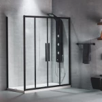 Ευθύγραμμη Καμπίνα Ντουζιέρας Devon Flow Slider 171-174x195cm Clear Glass SL2F170C-400 Black Matt