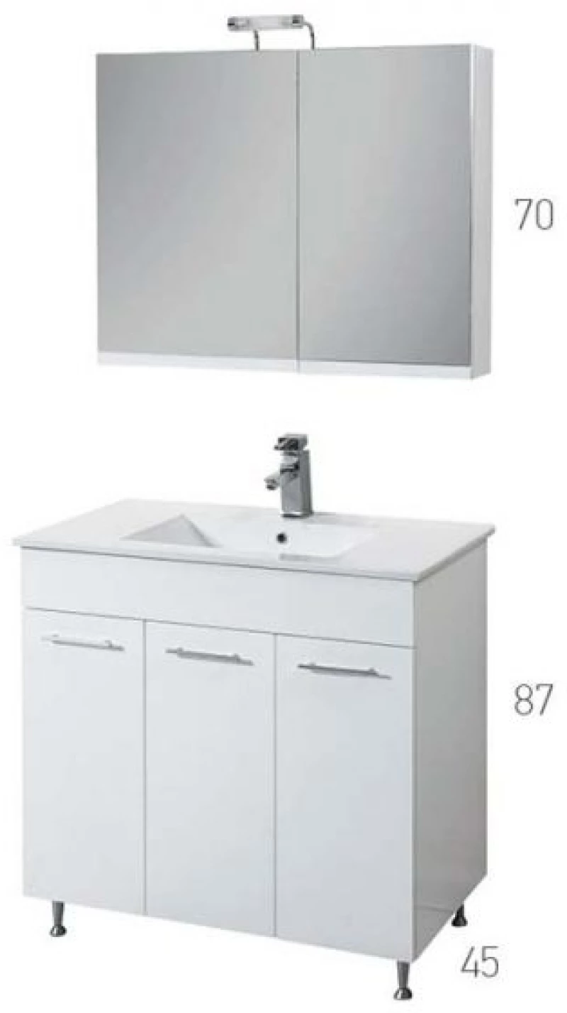 Βάση Επίπλου Μπάνιου MDF Λάκα Λευκή Mabo Apia 100 cm Με Νιπτήρα