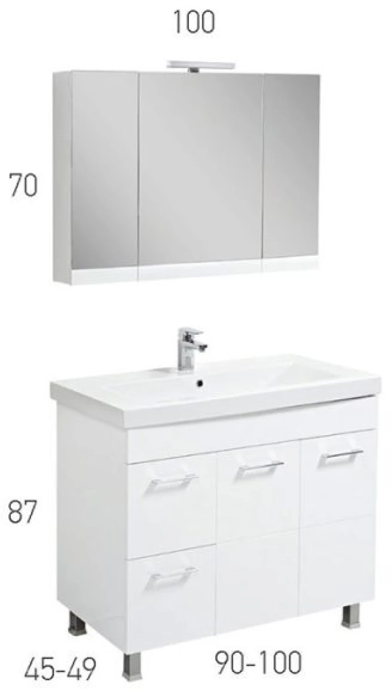 Βάση Επίπλου Μπάνιου Mabo Λύρα 100 cm MDF Λευκή Λάκα Με Νιπτήρα