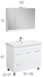 Βάση Επίπλου Μπάνιου Mabo Λύρα 100 cm MDF Λευκή Λάκα Με Νιπτήρα