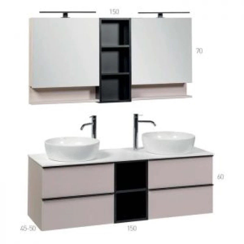Βάση Επίπλου Μπάνιου Mabo Olia 60 cm MDF Ακρυλικό Με Νιπτήρα Slim