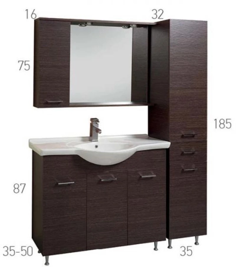 Βάση Επίπλου Μπάνιου Mabo Economy 65 cm Laminate Με Νιπτήρα