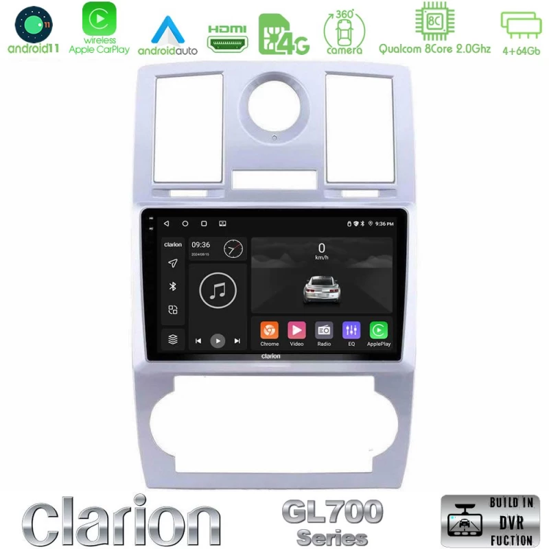 Clarion GL700 Series 8Core Android13 4+64GB Chrysler 300C Navigation Multimedia Tablet 9" Με Carplay & Android Auto