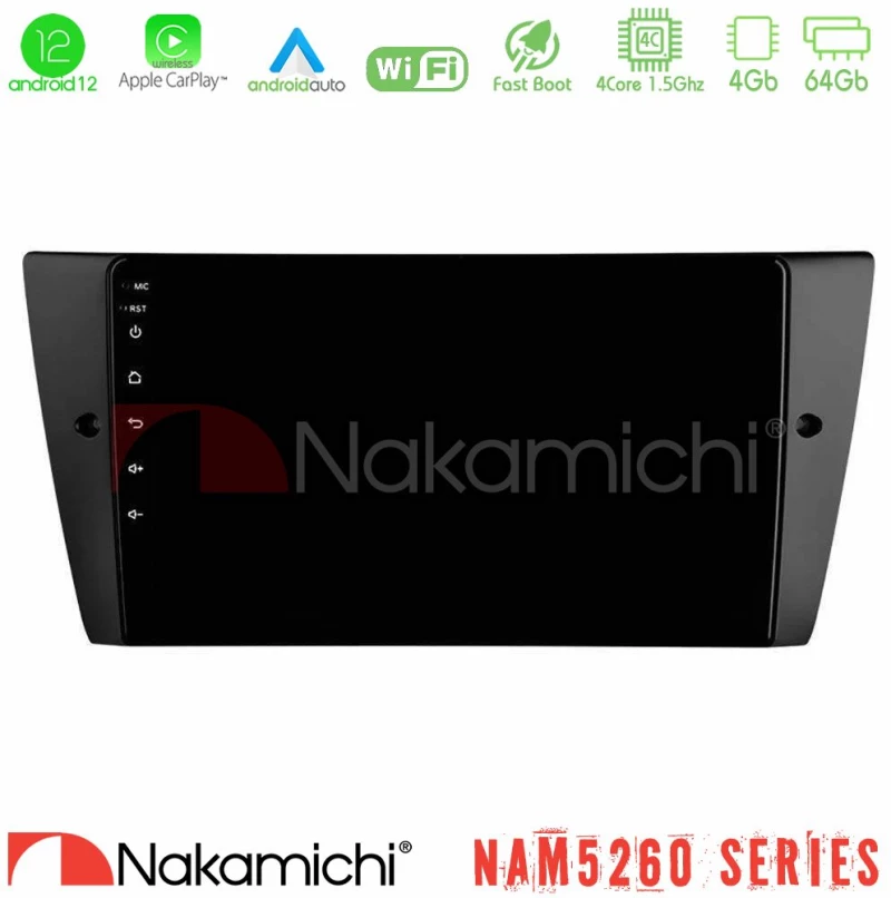 Nakamichi NAM5260 Series 4Core Android12 4+64GB BMW 3 Series 2006-2011 Navigation Multimedia Tablet 9" Με Carplay & Android Auto
