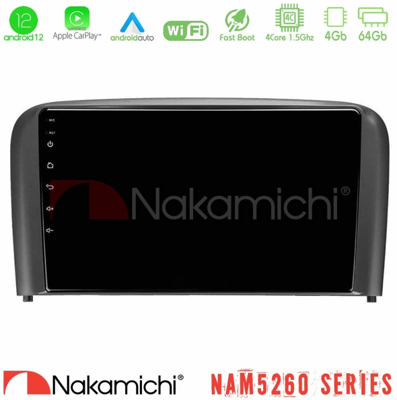 Nakamichi NAM5260 Series 4Core Android12 4+64GB Volvo S80 1998-2006 Navigation Multimedia Tablet 9" Με Carplay & Android Auto