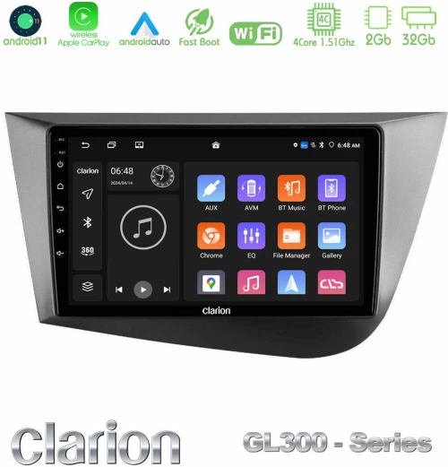 Clarion GL300 Series 4Core Android11 2+32GB Seat Leon Navigation Multimedia Tablet 9" Με Carplay & Android Auto