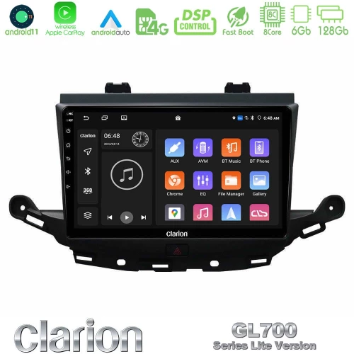 Clarion GL700 Lite Series 8Core Android11 6+128GB Opel Astra K 2015-2019 Navigation Multimedia Tablet 9" Με Carplay & Android Auto