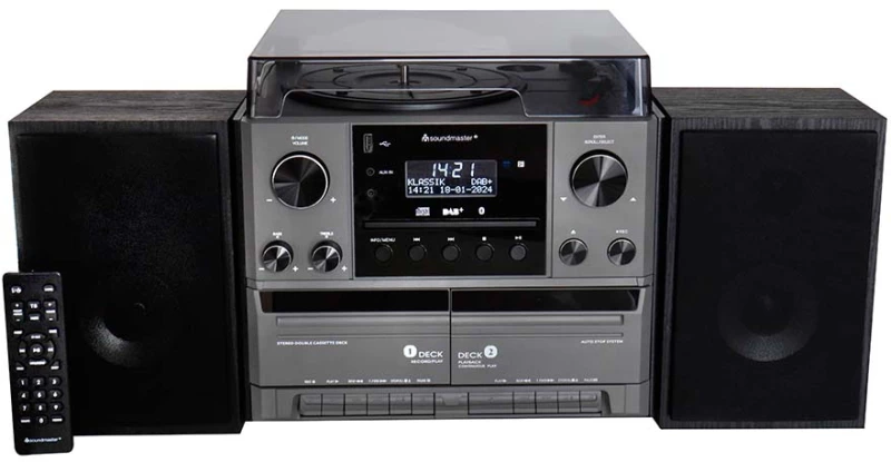 Soundmaster MCD5600SW  DAB+/FM radio, CD/MP3, turntable, double cassette, USB, Bluetooth®, encoding