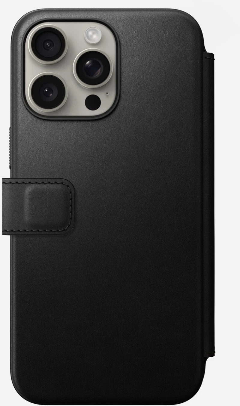 Nomad Modern Leather Folio - MagSafe Δερμάτινη Θήκη - Πορτοφόλι Apple iPhone 15 Pro Max - Black (NM01632085)