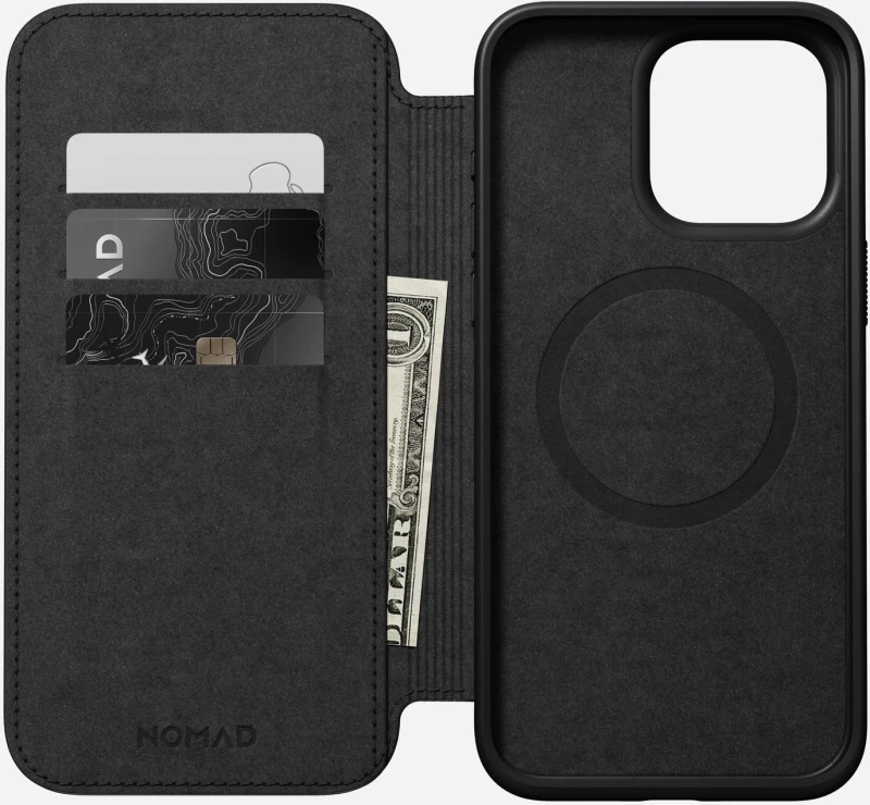 Nomad Modern Leather Folio - MagSafe Δερμάτινη Θήκη - Πορτοφόλι Apple iPhone 15 Pro Max - Black (NM01632085)