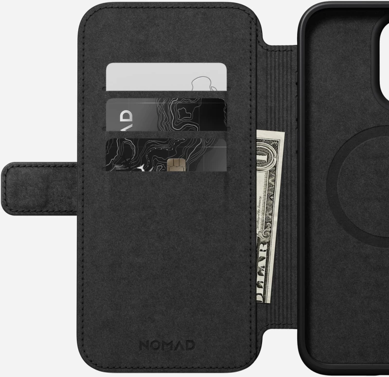Nomad Modern Leather Folio - MagSafe Δερμάτινη Θήκη - Πορτοφόλι Apple iPhone 15 Pro Max - Black (NM01632085)