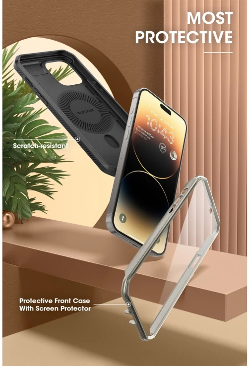 Supcase Unicorn Beetle Pro Mag - Ανθεκτική Θήκη MagSafe - Apple iPhone 15 Pro - Titan Gray (843439138582)