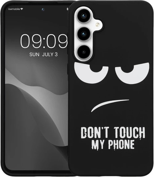 Θήκη Samsung Galaxy A55 - KWmobile TPU Case Σιλικόνης - Don't Touch My Phone / White / Black (KWM000021QD001C)