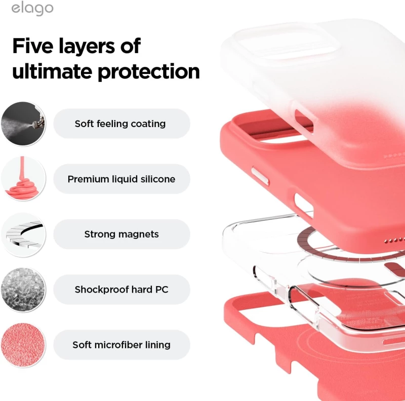 Θήκη Apple iPhone 16 Pro Max - Elago Magnetic Silicone Case Premium Σιλικόνης με MagSafe - Pink (ES16MSSC69PRO-PK)