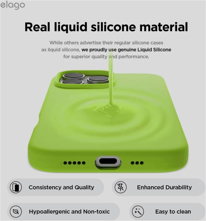 Θήκη Apple iPhone 16 Pro - Elago Silicone Case Premium Σιλικόνης - Lime Green (ES16SC63PRO-LIGR)