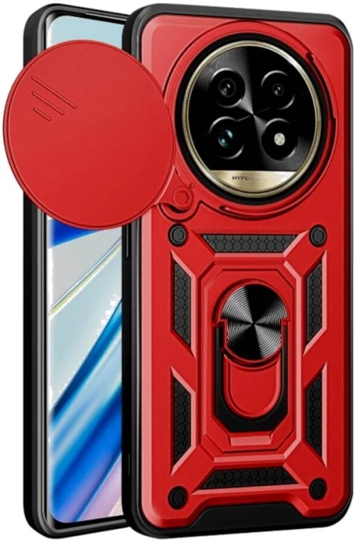 Θήκη Realme 13 Pro / 13 Pro Plus - Bodycell Armor Slide Ανθεκτική με Κάλυμμα για την Κάμερα & Μεταλλικό Ring Holder - Red (5206015078705)