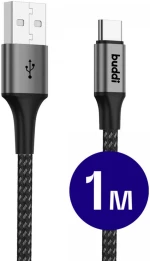 Buddi Flex - Καλώδιο Φόρτισης και Μεταφοράς Δεδομένων USB-A σε Type-C - 100cm - 12W - Black - (8719246446030)