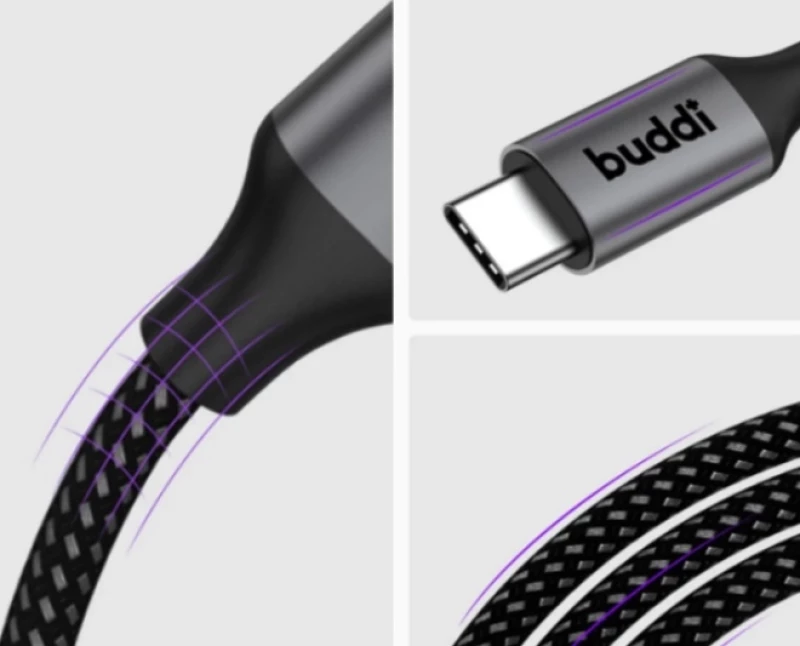 Buddi Flex - Καλώδιο Φόρτισης και Μεταφοράς Δεδομένων USB-A σε Type-C - 100cm - 12W - Black - (8719246446030)