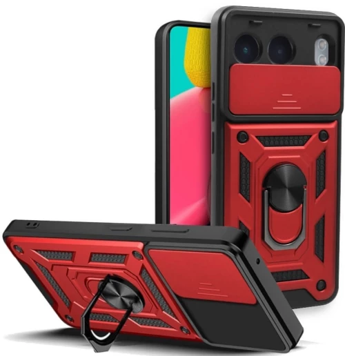 Θήκη OnePlus Nord 4 - Bodycell Armor Slide Ανθεκτική με Κάλυμμα για την Κάμερα & Μεταλλικό Ring Holder - Red (5206015078583)