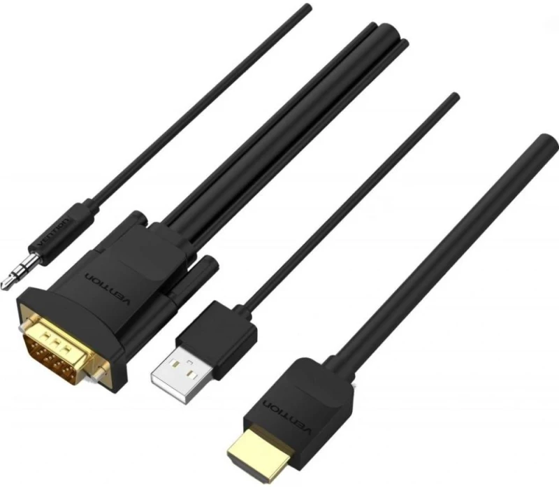 Vention Hdmi to vga Cable With Audio Output & usb Power Supply 1m Black (Abibf) (Venabibf)